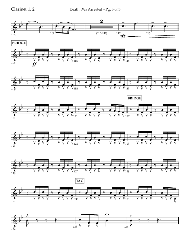 Death Was Arrested (Choral Anthem SATB) Clarinet 1/2 (Lifeway Choral / Arr. Cliff Duren)