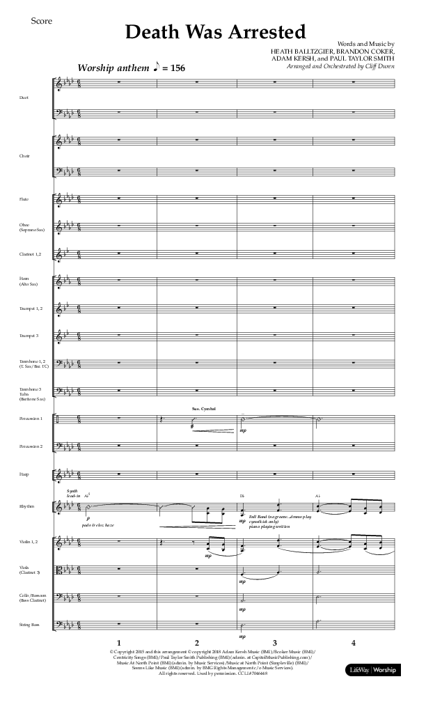 Death Was Arrested (Choral Anthem SATB) Orchestration (Lifeway Choral / Arr. Cliff Duren)