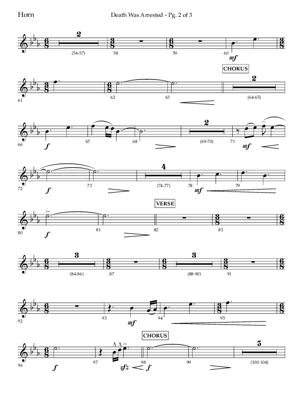 Death Was Arrested (Choral Anthem SATB) French Horn (Lifeway Choral / Arr. Cliff Duren)