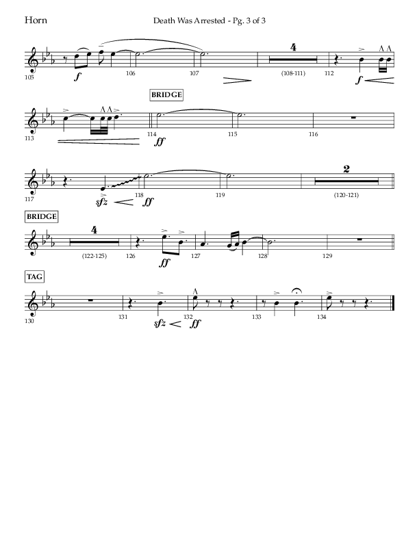 Death Was Arrested (Choral Anthem SATB) French Horn (Lifeway Choral / Arr. Cliff Duren)