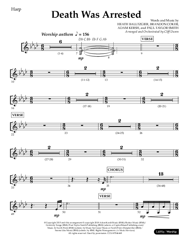 Death Was Arrested (Choral Anthem SATB) Harp (Lifeway Choral / Arr. Cliff Duren)