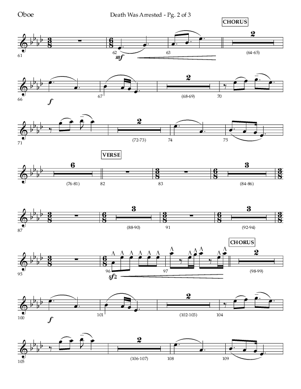 Death Was Arrested (Choral Anthem SATB) Oboe (Lifeway Choral / Arr. Cliff Duren)