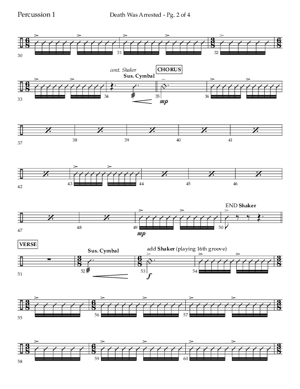 Death Was Arrested (Choral Anthem SATB) Percussion 1/2 (Lifeway Choral / Arr. Cliff Duren)