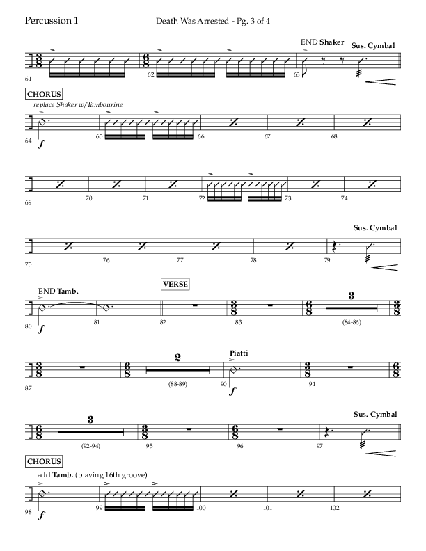 Death Was Arrested (Choral Anthem SATB) Percussion 1/2 (Lifeway Choral / Arr. Cliff Duren)