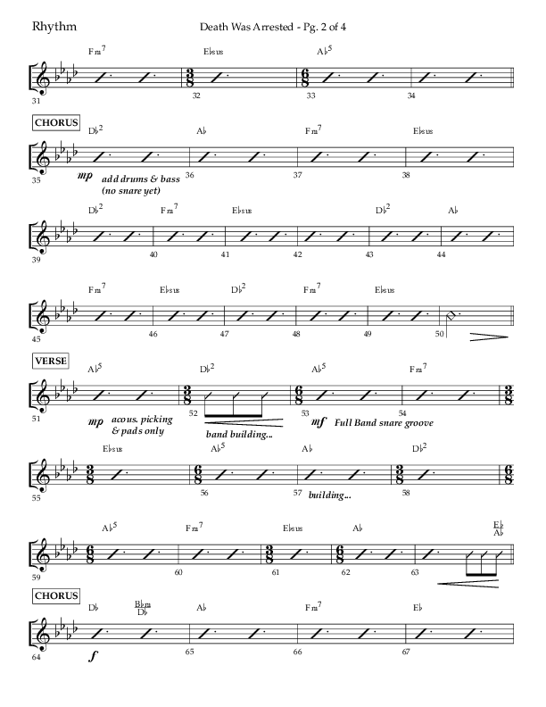 Death Was Arrested (Choral Anthem SATB) Rhythm Chart (Lifeway Choral / Arr. Cliff Duren)