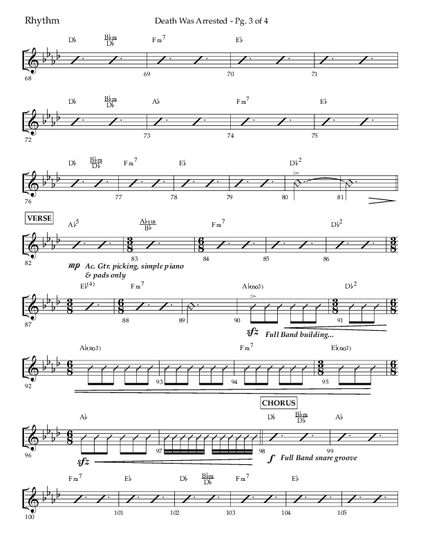Death Was Arrested (Choral Anthem SATB) Rhythm Chart (Lifeway Choral / Arr. Cliff Duren)