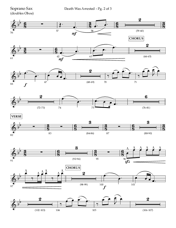 Death Was Arrested (Choral Anthem SATB) Soprano Sax (Lifeway Choral / Arr. Cliff Duren)