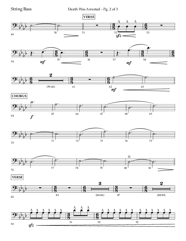 Death Was Arrested (Choral Anthem SATB) String Bass (Lifeway Choral / Arr. Cliff Duren)