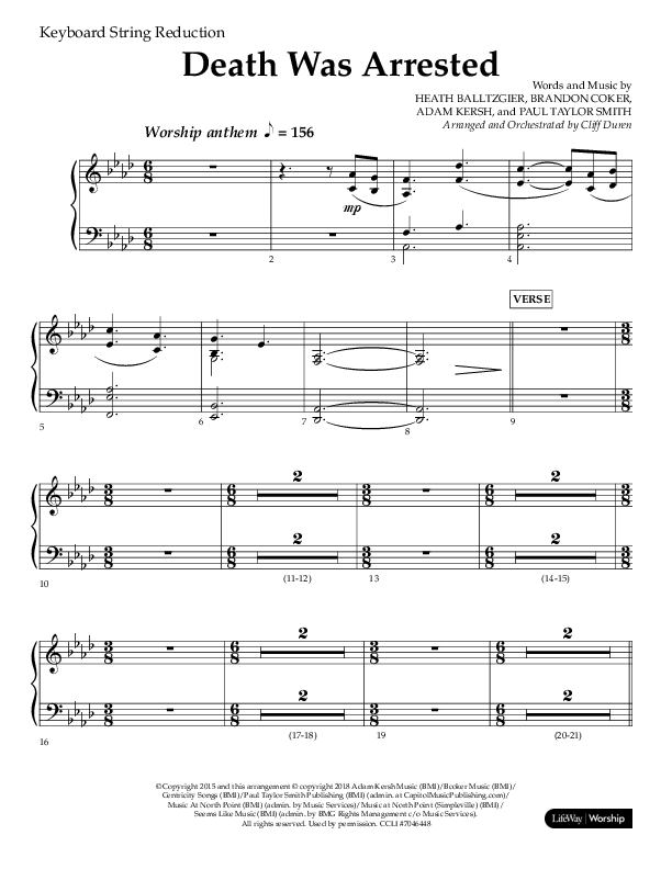 Death Was Arrested (Choral Anthem SATB) String Reduction (Lifeway Choral / Arr. Cliff Duren)