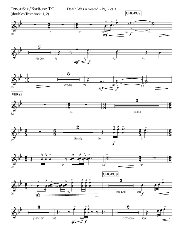 Death Was Arrested (Choral Anthem SATB) Tenor Sax/Baritone T.C. (Lifeway Choral / Arr. Cliff Duren)