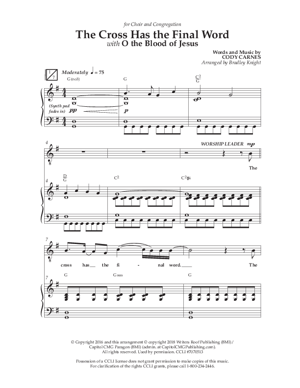 The Cross Has The Final Word with O The Blood Of Jesus (Choral Anthem SATB) Anthem (SATB/Piano) (Lifeway Choral / Arr. Bradley Knight)