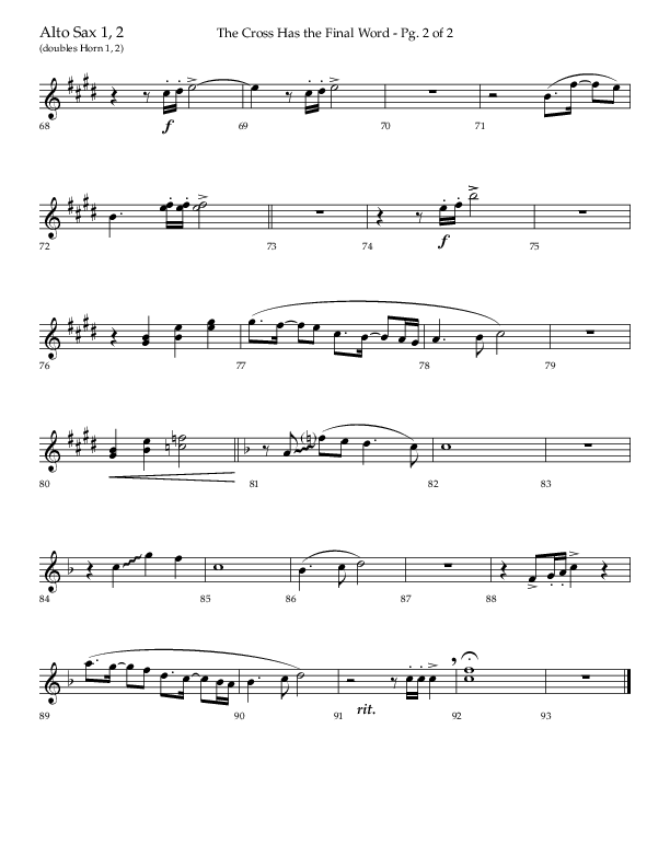 The Cross Has The Final Word with O The Blood Of Jesus (Choral Anthem SATB) Alto Sax (Lifeway Choral / Arr. Bradley Knight)