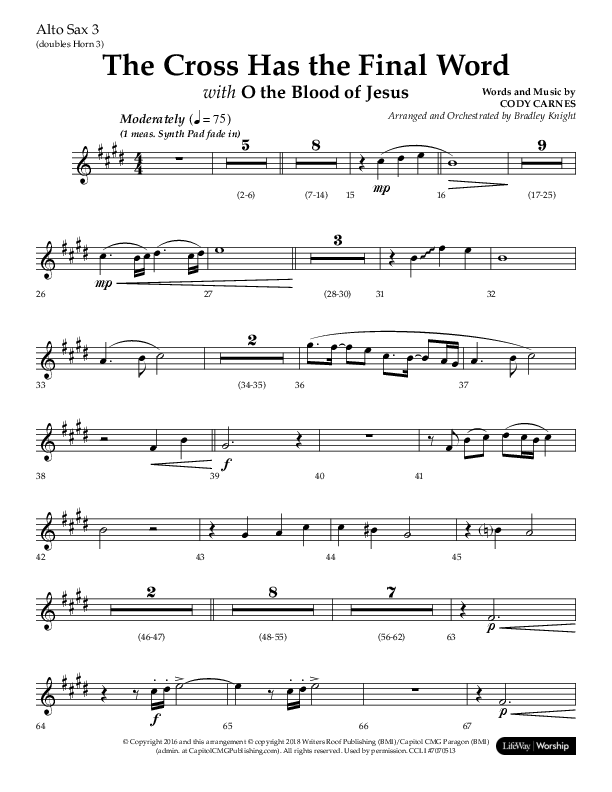 The Cross Has The Final Word with O The Blood Of Jesus (Choral Anthem SATB) Alto Sax (Lifeway Choral / Arr. Bradley Knight)