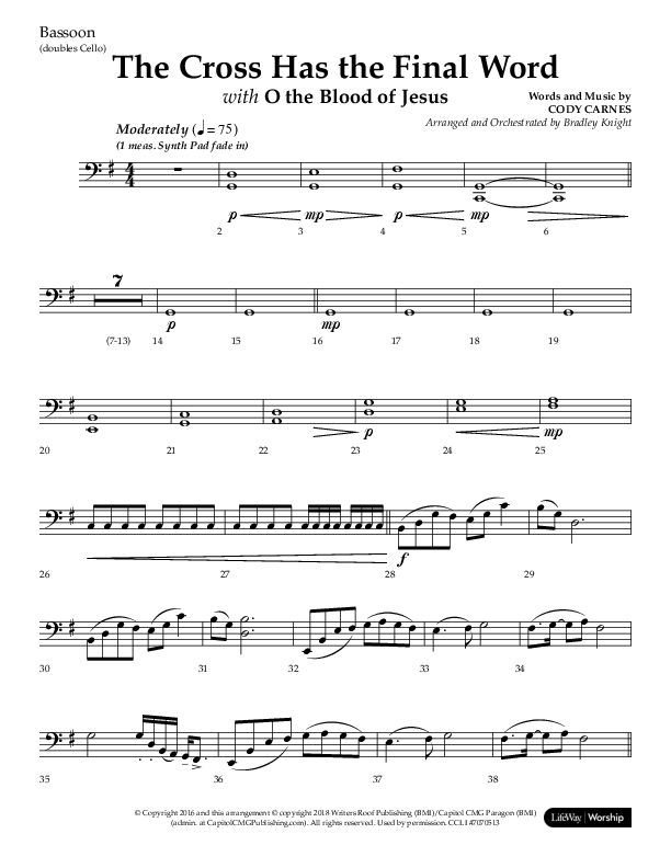 The Cross Has The Final Word with O The Blood Of Jesus (Choral Anthem SATB) Bassoon (Lifeway Choral / Arr. Bradley Knight)