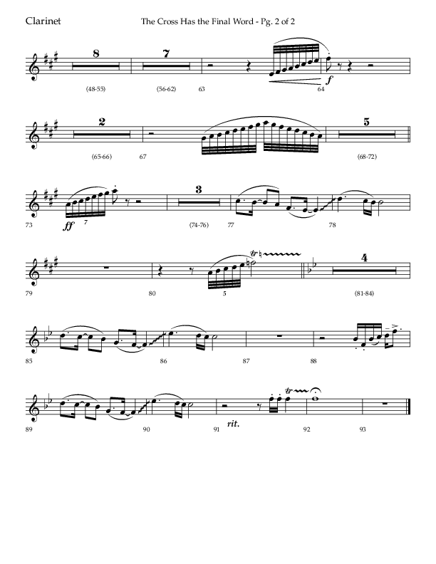 The Cross Has The Final Word with O The Blood Of Jesus (Choral Anthem SATB) Clarinet 1/2 (Lifeway Choral / Arr. Bradley Knight)