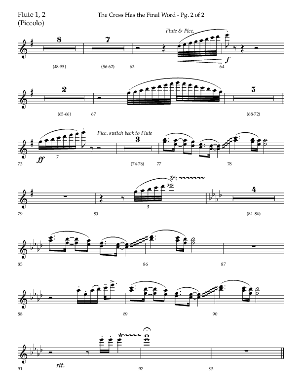 The Cross Has The Final Word with O The Blood Of Jesus (Choral Anthem SATB) Flute 1/2 (Lifeway Choral / Arr. Bradley Knight)