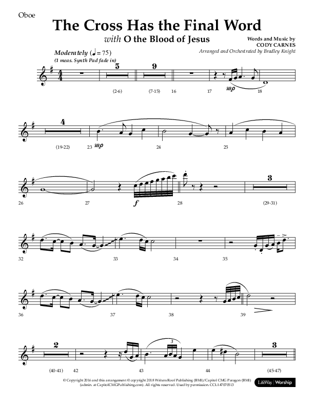 The Cross Has The Final Word with O The Blood Of Jesus (Choral Anthem SATB) Oboe (Lifeway Choral / Arr. Bradley Knight)