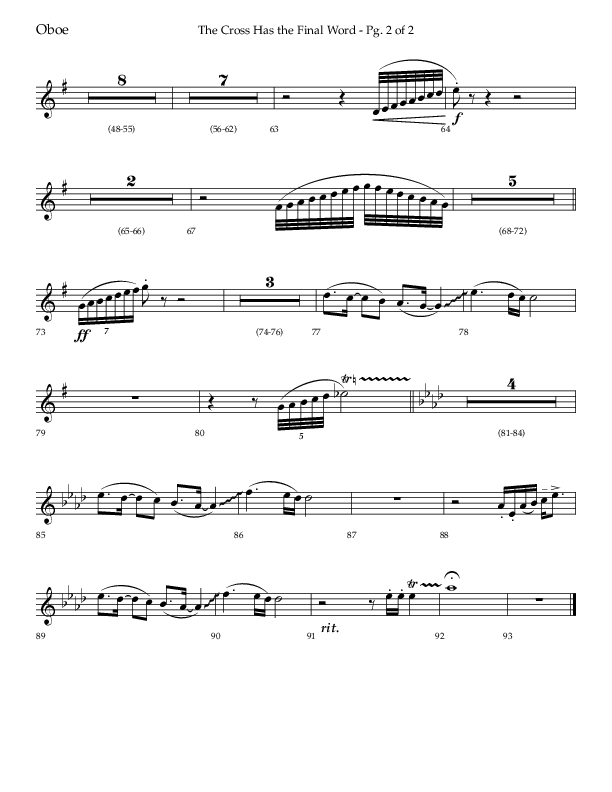 The Cross Has The Final Word with O The Blood Of Jesus (Choral Anthem SATB) Oboe (Lifeway Choral / Arr. Bradley Knight)