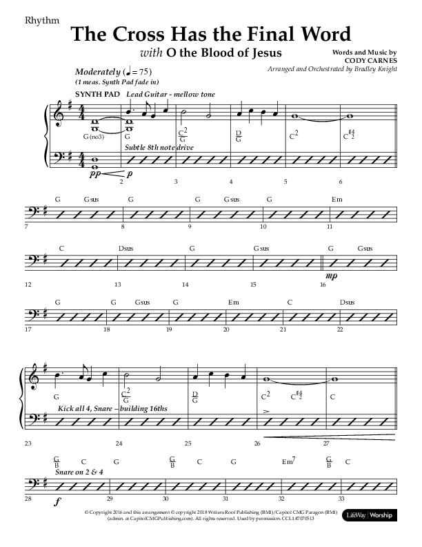 The Cross Has The Final Word with O The Blood Of Jesus (Choral Anthem SATB) Rhythm Chart (Lifeway Choral / Arr. Bradley Knight)
