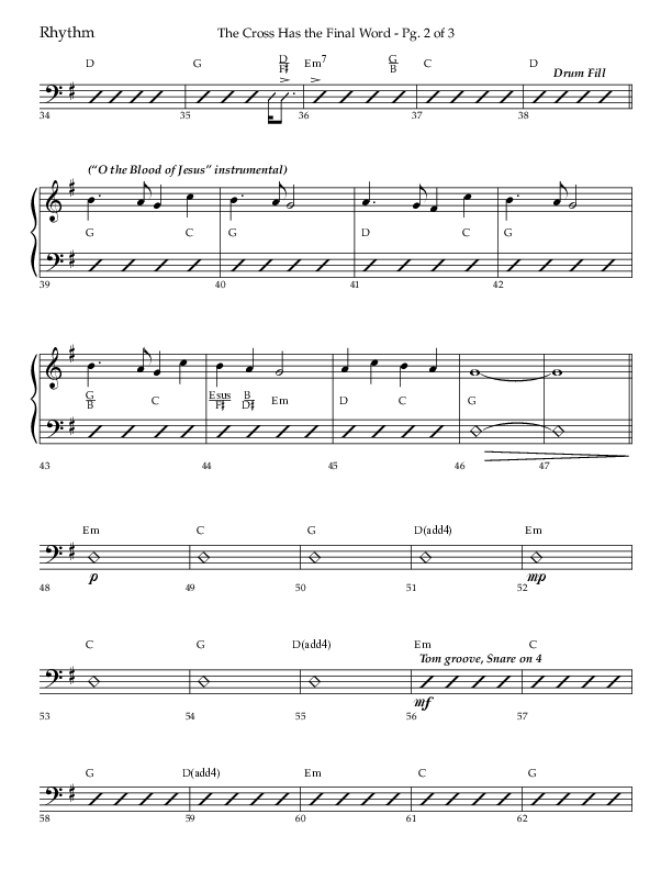 The Cross Has The Final Word with O The Blood Of Jesus (Choral Anthem SATB) Rhythm Chart (Lifeway Choral / Arr. Bradley Knight)