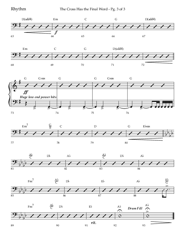 The Cross Has The Final Word with O The Blood Of Jesus (Choral Anthem SATB) Rhythm Chart (Lifeway Choral / Arr. Bradley Knight)