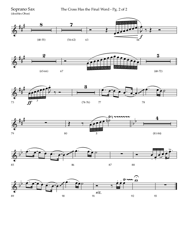The Cross Has The Final Word with O The Blood Of Jesus (Choral Anthem SATB) Soprano Sax (Lifeway Choral / Arr. Bradley Knight)