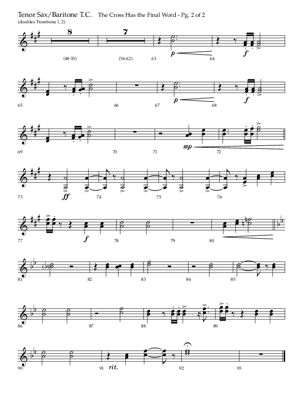 The Cross Has The Final Word with O The Blood Of Jesus (Choral Anthem SATB) Tenor Sax/Baritone T.C. (Lifeway Choral / Arr. Bradley Knight)