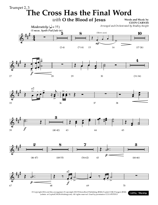 The Cross Has The Final Word with O The Blood Of Jesus (Choral Anthem SATB) Trumpet 2/3 (Lifeway Choral / Arr. Bradley Knight)