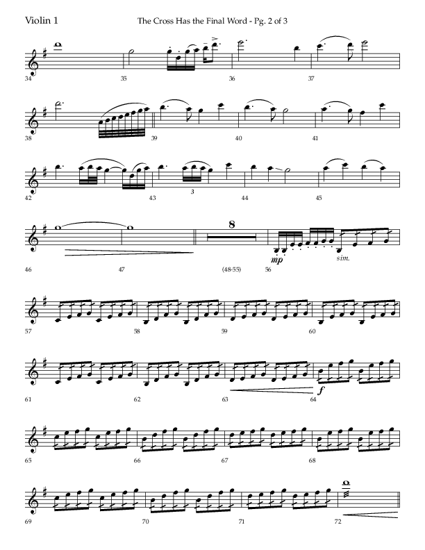 The Cross Has The Final Word with O The Blood Of Jesus (Choral Anthem SATB) Violin 1 (Lifeway Choral / Arr. Bradley Knight)