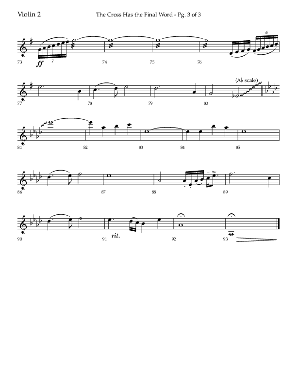 The Cross Has The Final Word with O The Blood Of Jesus (Choral Anthem SATB) Violin 2 (Lifeway Choral / Arr. Bradley Knight)