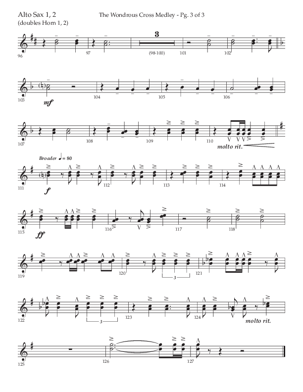 The Wondrous Cross Medley (Choral Anthem SATB) Alto Sax (Lifeway Choral / Arr. John Bolin / Orch. David Clydesdale)