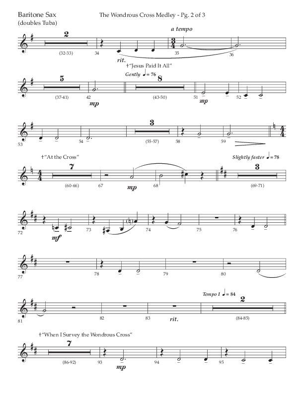 The Wondrous Cross Medley (Choral Anthem SATB) Bari Sax (Lifeway Choral / Arr. John Bolin / Orch. David Clydesdale)