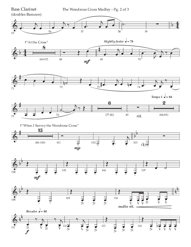The Wondrous Cross Medley (Choral Anthem SATB) Bass Clarinet (Lifeway Choral / Arr. John Bolin / Orch. David Clydesdale)