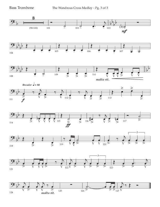The Wondrous Cross Medley (Choral Anthem SATB) Bass Trombone (Lifeway Choral / Arr. John Bolin / Orch. David Clydesdale)