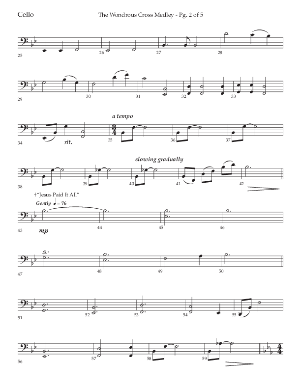 The Wondrous Cross Medley (Choral Anthem SATB) Cello (Lifeway Choral / Arr. John Bolin / Orch. David Clydesdale)
