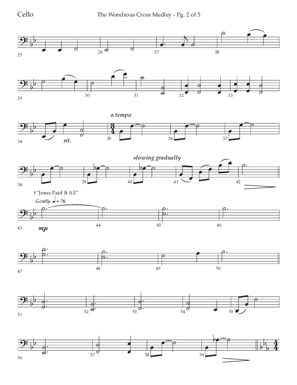 The Wondrous Cross Medley (Choral Anthem SATB) Cello (Lifeway Choral / Arr. John Bolin / Orch. David Clydesdale)