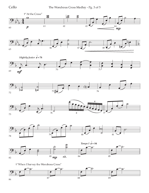 The Wondrous Cross Medley (Choral Anthem SATB) Cello (Lifeway Choral / Arr. John Bolin / Orch. David Clydesdale)