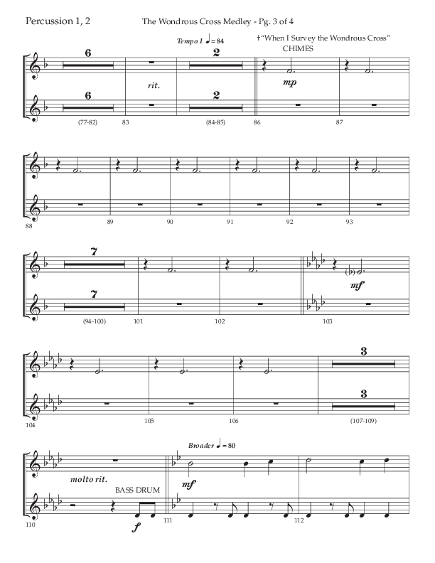 The Wondrous Cross Medley (Choral Anthem SATB) Percussion (Lifeway Choral / Arr. John Bolin / Orch. David Clydesdale)