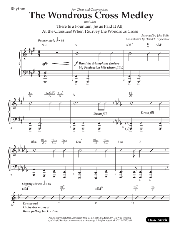 The Wondrous Cross Medley (Choral Anthem SATB) Lead Melody & Rhythm (Lifeway Choral / Arr. John Bolin / Orch. David Clydesdale)
