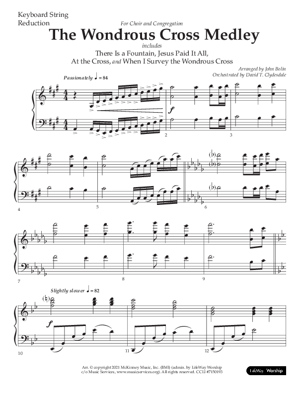 The Wondrous Cross Medley (Choral Anthem SATB) String Reduction (Lifeway Choral / Arr. John Bolin / Orch. David Clydesdale)