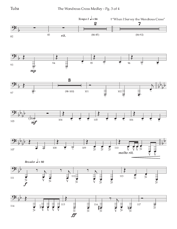 The Wondrous Cross Medley (Choral Anthem SATB) Tuba (Lifeway Choral / Arr. John Bolin / Orch. David Clydesdale)