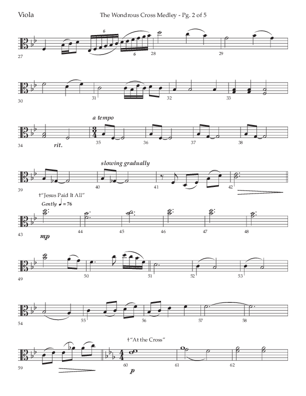 The Wondrous Cross Medley (Choral Anthem SATB) Viola (Lifeway Choral / Arr. John Bolin / Orch. David Clydesdale)
