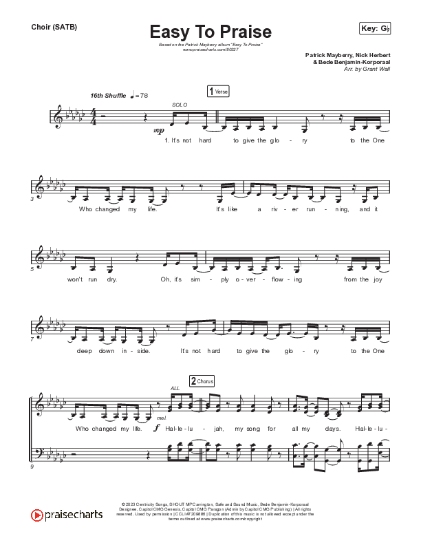 Easy To Praise Choir Sheet (SATB) (Patrick Mayberry)