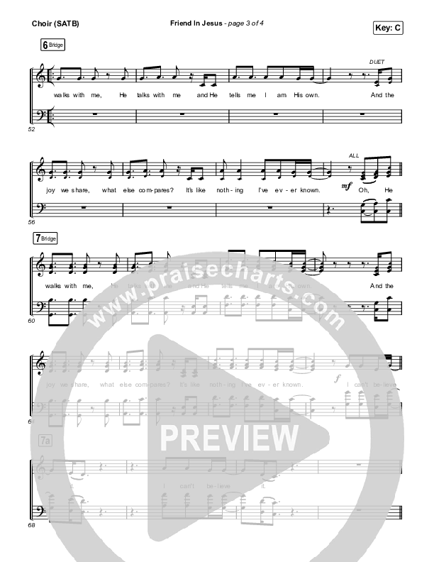 Friend In Jesus Choir Sheet (SATB) (CAIN)