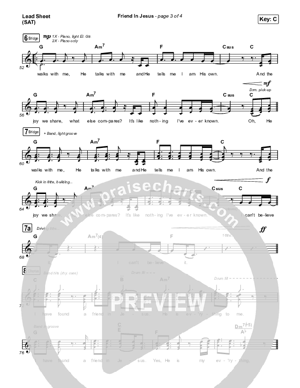 Friend In Jesus Lead Sheet (SAT) (CAIN)
