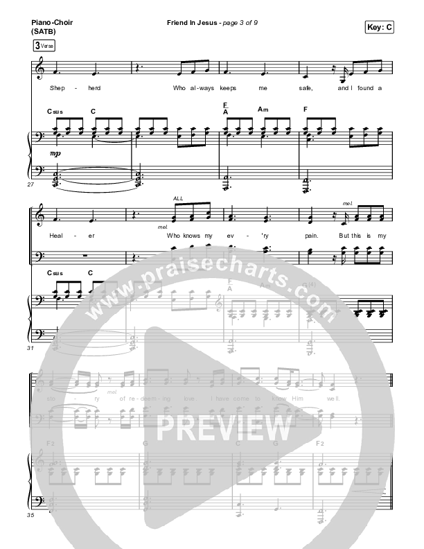 Friend In Jesus Piano/Vocal (SATB) (CAIN)