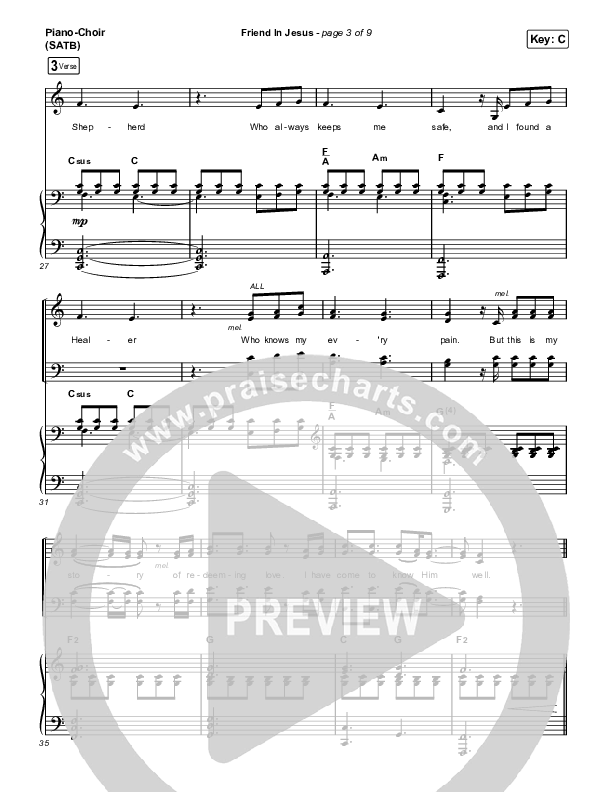 Friend In Jesus Piano/Vocal (SATB) (CAIN)