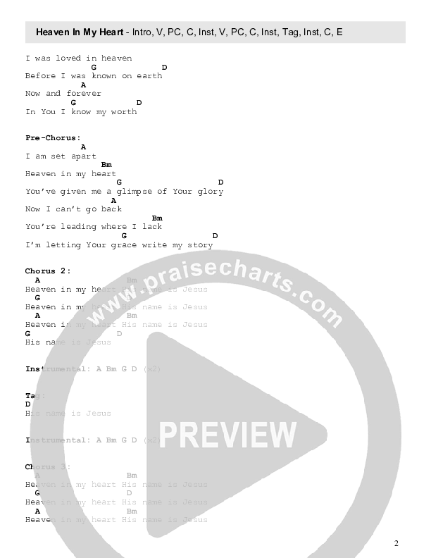Heaven In My Heart Chords PDF (College Street Worship) PraiseCharts