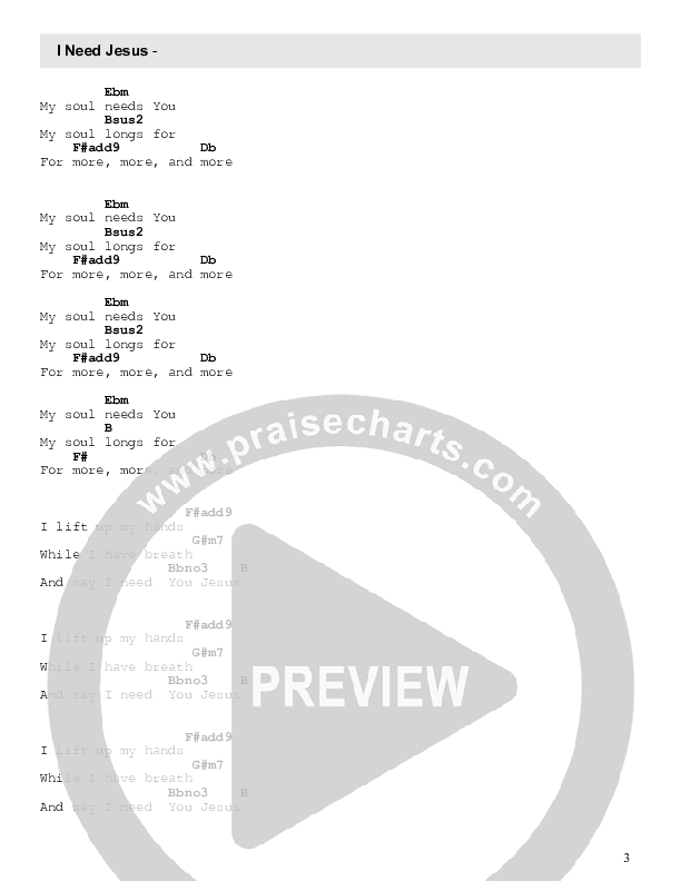 I Need Jesus Chord Chart (Impact Worship / Emilia Owens)