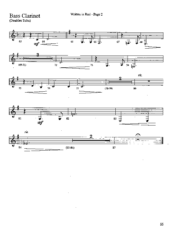 Written In Red (Choral Anthem SATB) Bass Clarinet (Word Music Choral / Arr. Camp Kirkland)